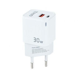 Cargador de Pared GaN TooQ TQWC-GANQCPD30WT/ 1xUSB Tipo-C/ 1xUSB/ 30W - TQWC-GANQCPD30WT
