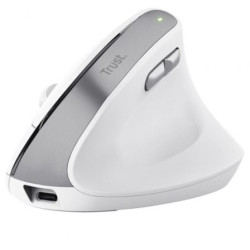 Ratón Vertical Inalámbrico Trust Bayo II/ Batería recargable/ Hasta 2400 DPI/ Blanco - 25398