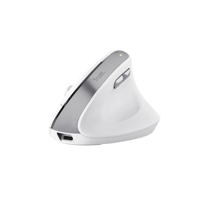 Ratón Vertical Inalámbrico Trust Bayo II/ Batería recargable/ Hasta 2400 DPI/ Blanco - 25398
