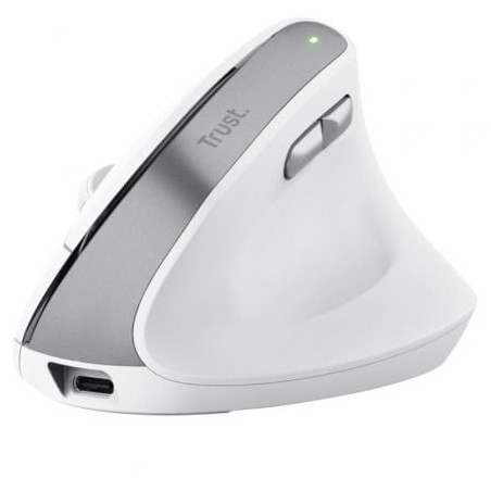 Ratón Vertical Inalámbrico Trust Bayo II/ Batería recargable/ Hasta 2400 DPI/ Blanco - 25398