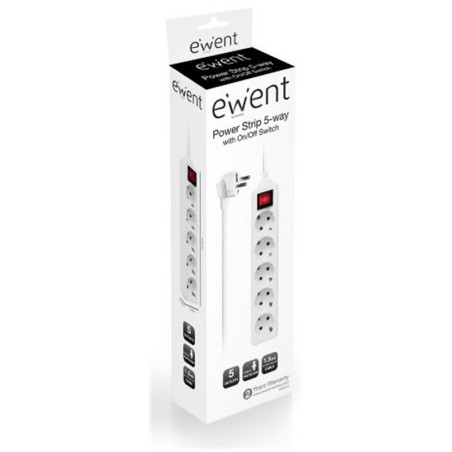 EWENT EW3916  Regleta 5 Tomas / 1 interruptor 1.5m - AELREG0049