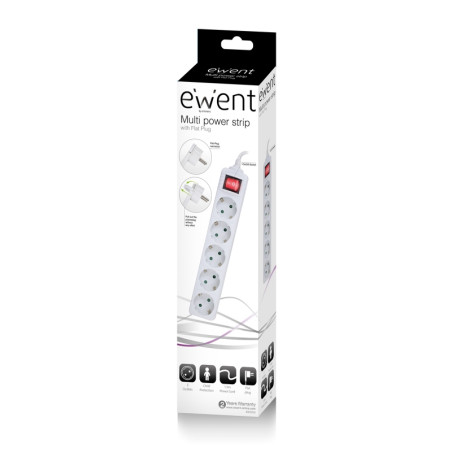 EWENT EW3955  Regleta 5 Tomas / 1 interruptor 1.5m - AELREG0065