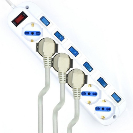 EWENT EW3932-5m Regleta 6 Tomas / 6 interruptor 5m - AELREG0067