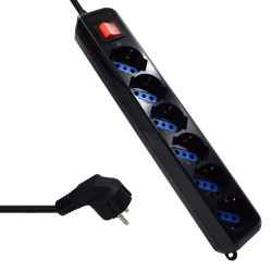Ewent EW3924 Regleta 6 tomas con proteccion Negro - AELREG0074