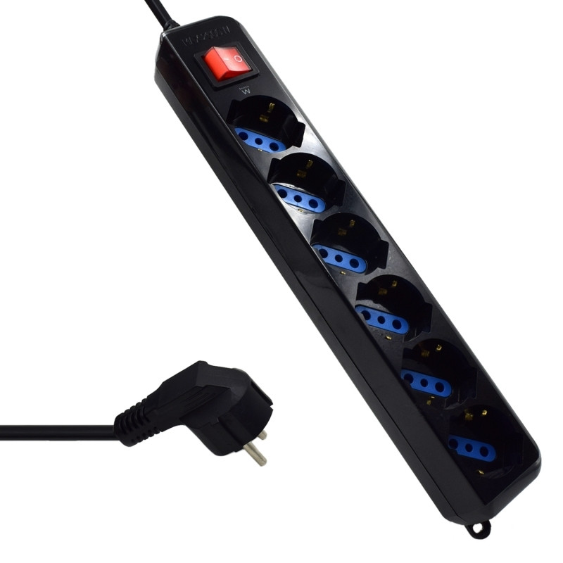 Ewent EW3924 Regleta 6 tomas con proteccion Negro - AELREG0074