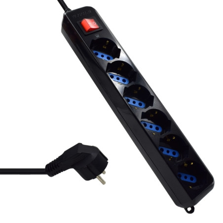 Ewent EW3924 Regleta 6 tomas con proteccion Negro - AELREG0074