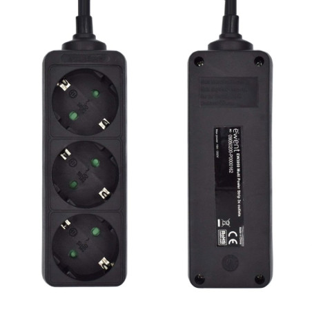 Ewent Ew3959 Regleta 3 tomas Negro - AELREG0077