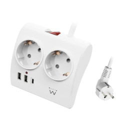 EWENT EW3870 Regleta 2  Shucko 2 Usb-A 1 Usb-C Bl. - AELREG0119