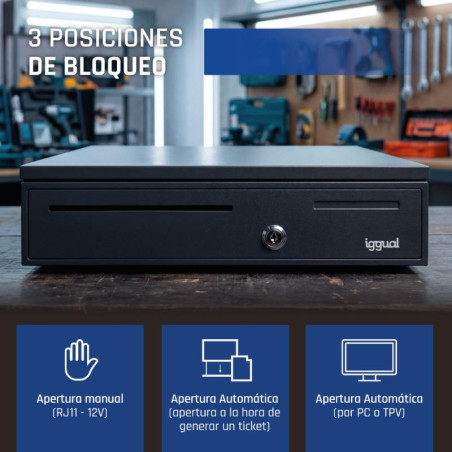 iggual Cajón portamonedas IRON-20 42cm 4+8 negro - APTACP0076