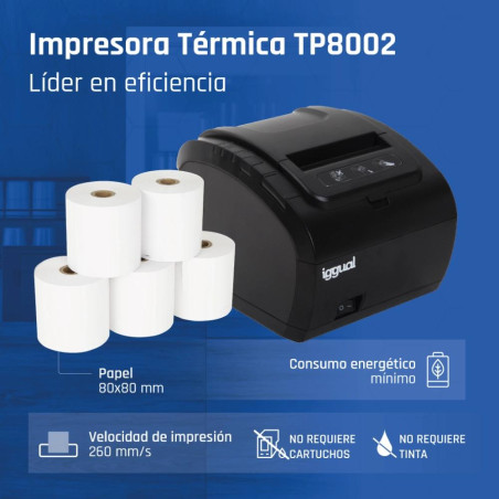 iggual Impresora Térmica TP8002 USB+RS232+Ethernet - FIMITE0256