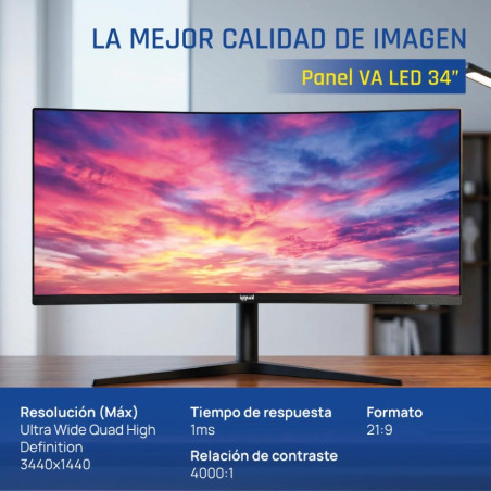 iggual Monitor 34" UWQHD 1ms 2DP 2HDMI MM AA Curvo - FMOMLE0912