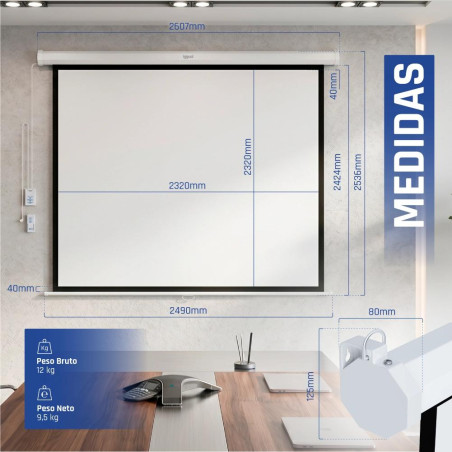 iggual Pantalla eléctrica 1:1 134" 240x240 cm - MPRPAY0051