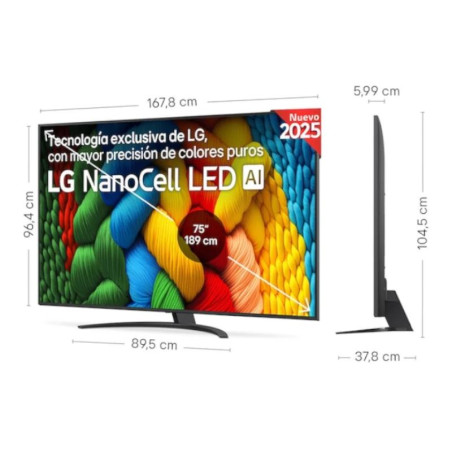 LG 75NANO81A6A TV 75" UHD NANOCELL ALFA7 WEBOS25 - MTVLED1032