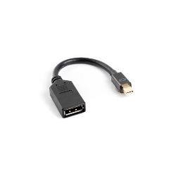 ADAPTADOR LANBERG DISPLAYPORT MINI MACHO A DISPLAYPORT HEMBRA CABLE 10 CM NEGRO - AD-0003-BK