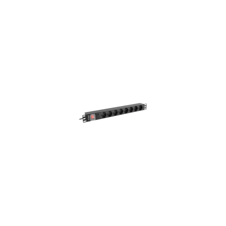 REGLETA LANBERG 1U 16A SCHUKO 19 8X NEGRO 2M - PDU-08F-0200-BK