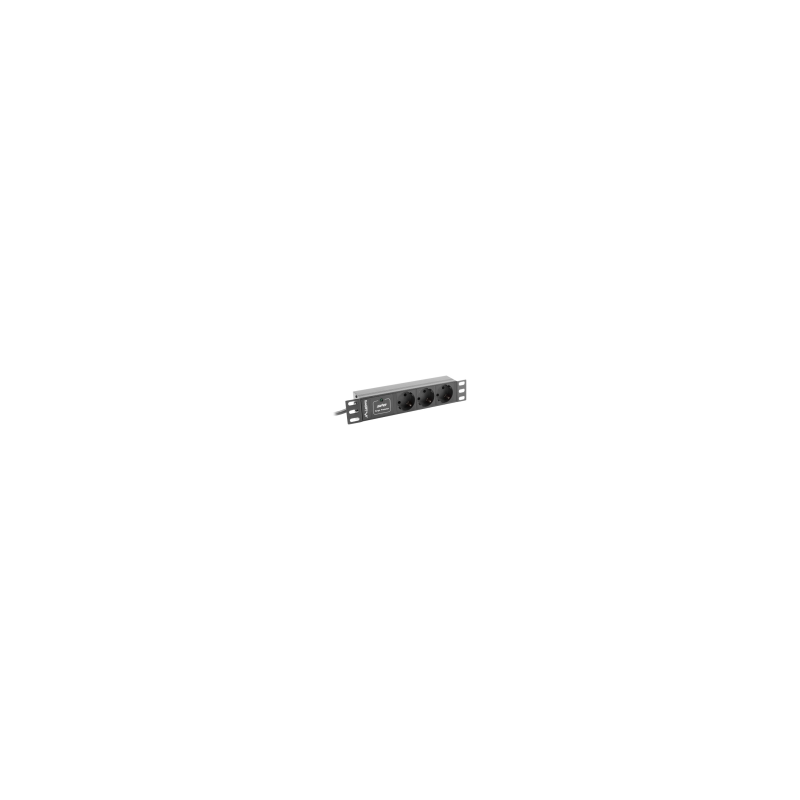 REGLETA LANBERG 1U 16A 3X SCHUKO RACK 10" 2M NEGRO - PDU-03F-0200-BK