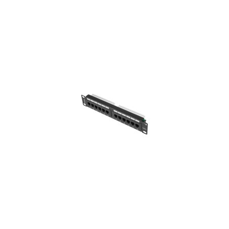 PATCH PANEL LANBERG 12 PUERTOS 1U 10" CAT.6 NEGRO - PPU6-9012-B