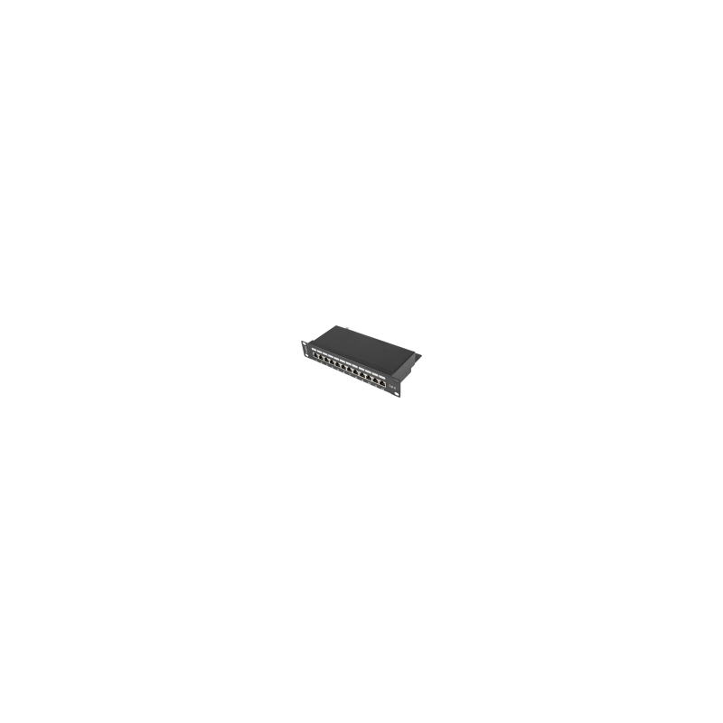 PATCH PANEL LANBERG 12 PUERTOS 1U 10" CAT.6 BLINDADO NEGRO - PPF6-9012-B