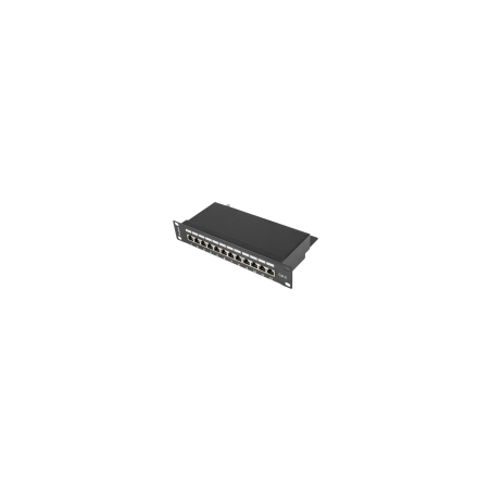 PATCH PANEL LANBERG 12 PUERTOS 1U 10" CAT.6 BLINDADO NEGRO - PPF6-9012-B