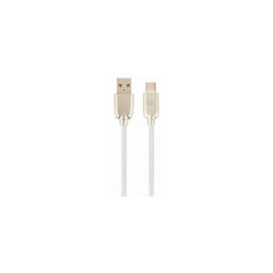 CABLE DE CARGA Y DATOS GEMBIRD USB TIPO C DE CAUCHO PREMIUM, 2M, BLANCO - CC-USB2R-AMCM-2M-W
