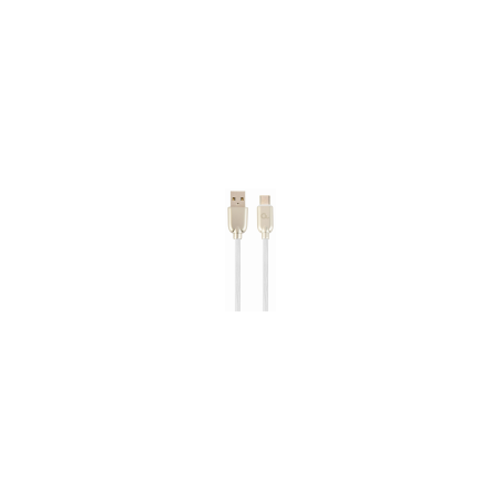 CABLE DE CARGA Y DATOS GEMBIRD USB TIPO C DE CAUCHO PREMIUM, 2M, BLANCO - CC-USB2R-AMCM-2M-W