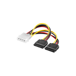 CABLE ALIMENTACION PC EWENT MACHO 5,25 PULGADAS A 2X SATA 0,13M - EC1500