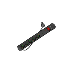 REGLETA LANBERG SP1 5 TOMAS SCHUKO PROTECCION HASTA 2500W NEGRA 1.5M - SP1-05F-0150-BK