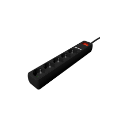 REGLETA CON CARGADOR USB, 5 ENCHUFES, 1.5 M, USB 2A, COLOR NEGRO - SPG5-U2-5-02