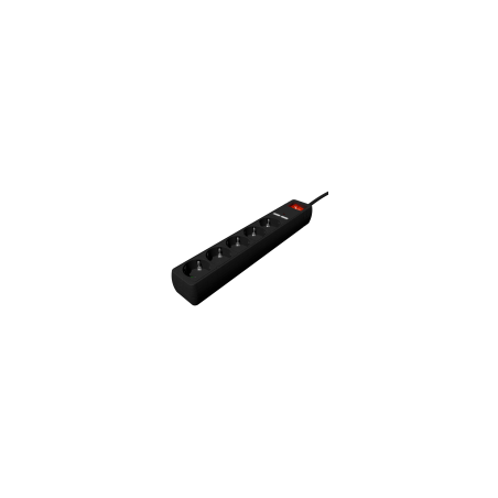REGLETA CON CARGADOR USB, 5 ENCHUFES, 1.5 M, USB 2A, COLOR NEGRO - SPG5-U2-5-02