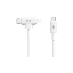 HYPER SILICONE USB-C TO USB-C AND LIGHTNING HYBRID 60W CABLE - WHITE - HJ4010WHGL