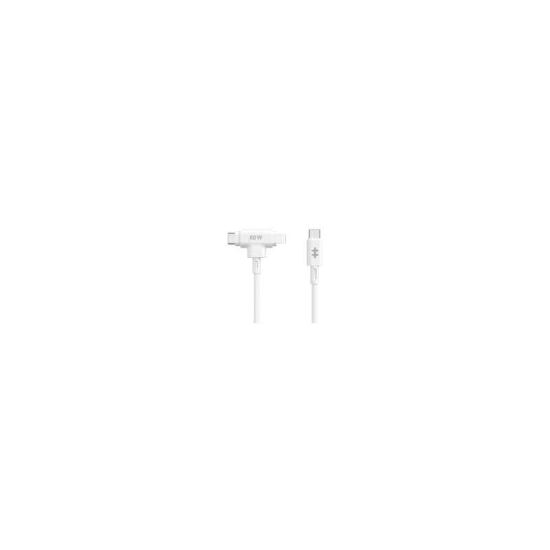 HYPER SILICONE USB-C TO USB-C AND LIGHTNING HYBRID 60W CABLE - WHITE - HJ4010WHGL
