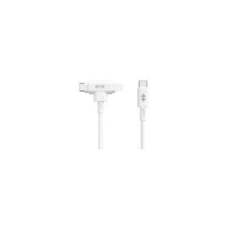 HYPER SILICONE USB-C TO USB-C AND LIGHTNING HYBRID 60W CABLE - WHITE - HJ4010WHGL