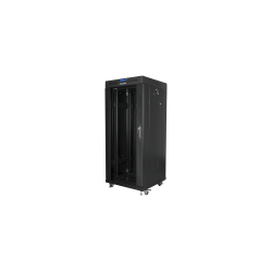 ARMARIO LANBERG 19" 27U 600X600 FLAT PACK NEGRO PUERTA CRISTAL CON LCD V2 - FF01-6627-12BL