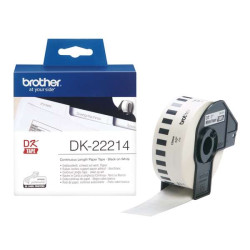 Brother DK22214 - Etiquetas Originales de Tamaño personalizado - Ancho 12mm x 30,48 metros - Texto negro sobre fondo blanco - DK