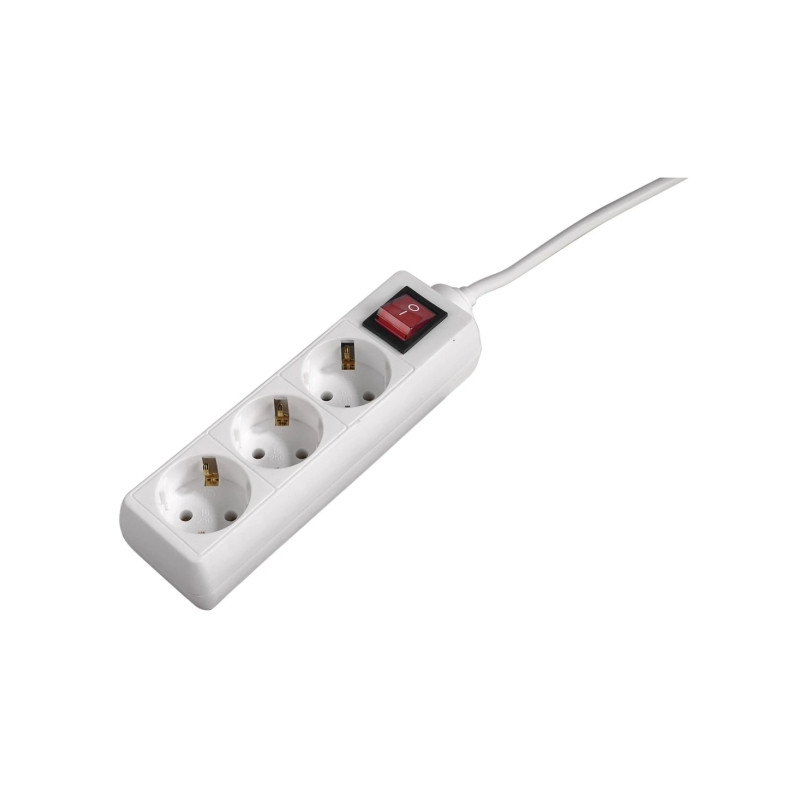 Hama Regleta Alimentacion con 3 Tomas - Potencia Maxima 3680W - Cable 1.4m - Interruptor de Encendido - 21x5.5x4.7cm - Color Bla