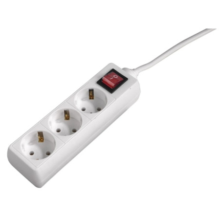 Hama Regleta Alimentacion con 3 Tomas - Potencia Maxima 3680W - Cable 1.4m - Interruptor de Encendido - 21x5.5x4.7cm - Color Bla