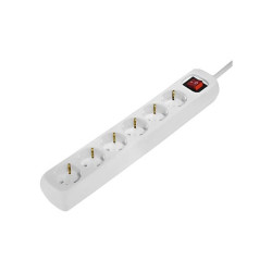 Hama Regleta Alimentacion con 6 Tomas - Cable 1.4m - Interruptor de Encendido - 33.7x5.5x4.7cm - Color Blanco - 69223783