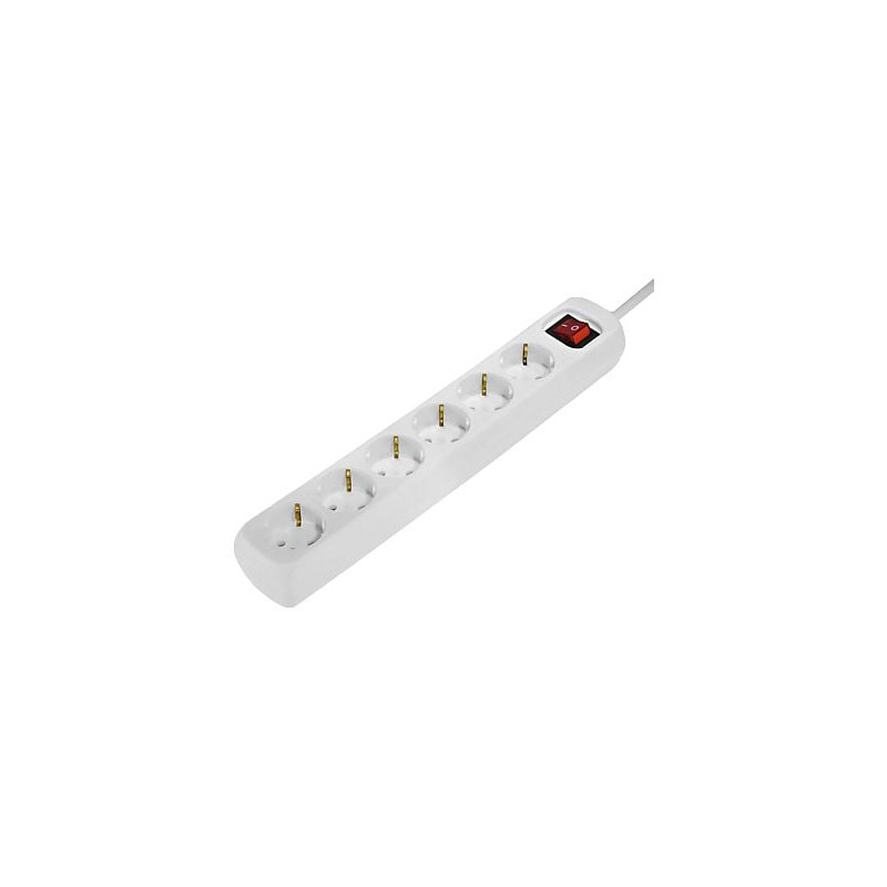 Hama Regleta Alimentacion con 6 Tomas - Cable 1.4m - Interruptor de Encendido - 33.7x5.5x4.7cm - Color Blanco - 69223783