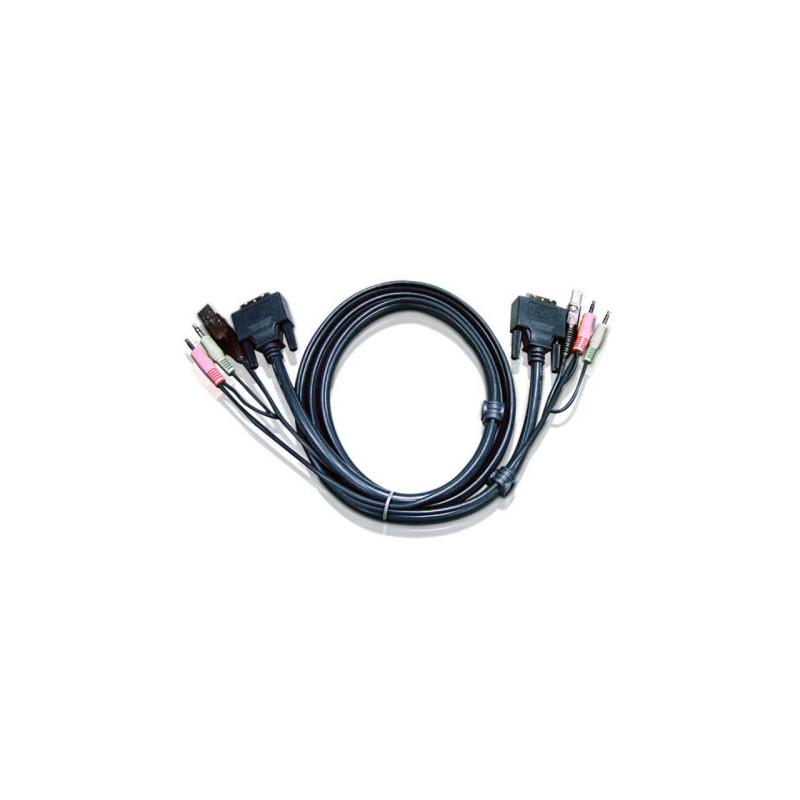 ATEN CABLE KVM DVI-I SINGLE LINK USB DE 1,8 M (2L-7D02UI) COMPATIBLE CON (EXTENSORES KE* Y SWITCHES CS1*) - 2L-7D02UI