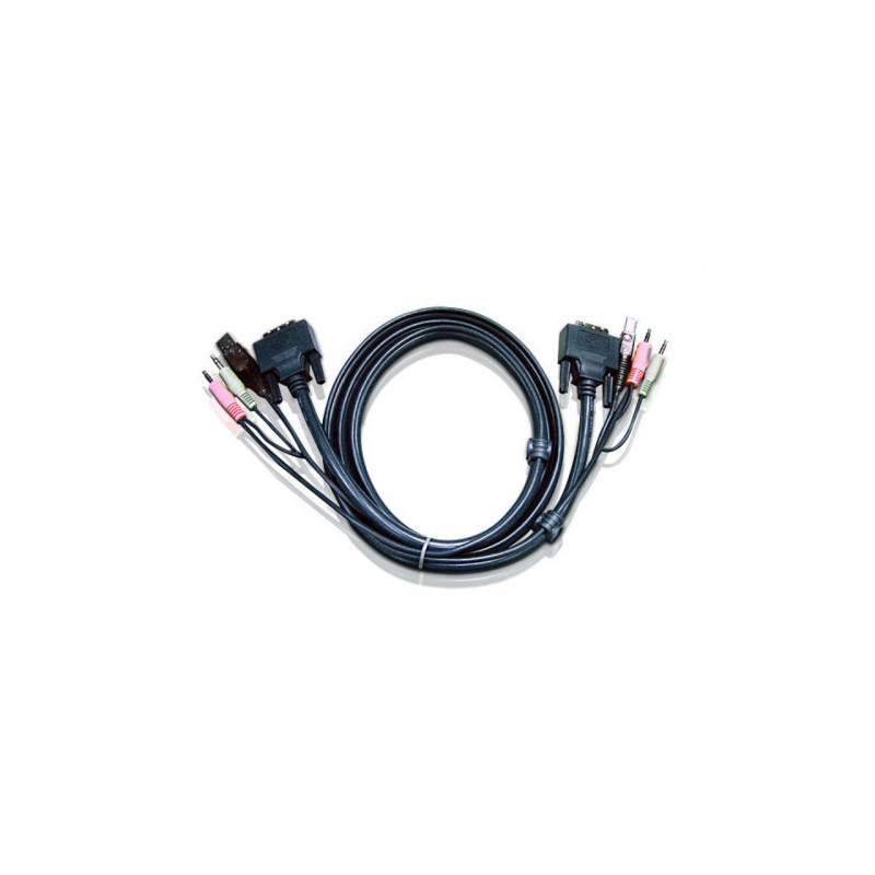 Aten 6ft USB DVI-D Single Link cable para video, teclado y ratón (kvm) Negro 1,8 m - 2L-7D02U