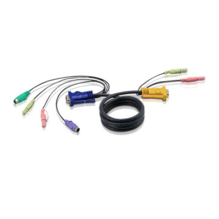 ATEN CABLE KVM PS/2 CON AUDIO Y SPHD 3 EN 1 DE 1,8 M (2L-5302P) - 2L-5302P