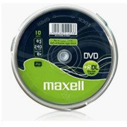 MAXELL DVD 8,5 GB. GRABABLE. DOBLE CAPA. TARRINA 10 UNIDADES. 4X - DVD+R 8,5 SP10 DOBLE CAPA