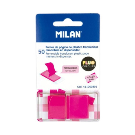 MILAN MARCADORES DE PÁGINA REMOVIBLES 50 PUNTOS 45X25MM ROSA TRASLÚCIDO - 411060801