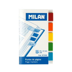 MILAN MARCADORES DE PÁGINA 100 PUNTOS 45X12MM 5 COLORES TRANSPARENTES - 87000