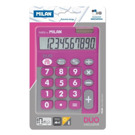 MILAN CALCULADORA TOUCH DUO 10 DIGITOS DUAL BLISTER ROSA - 150610TDPBL
