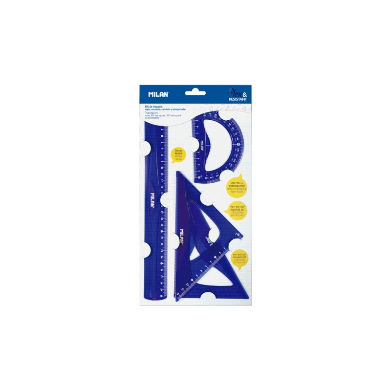 MILAN KIT DE 4 REGLAS FLEX&RESISTANT AZUL TRANSLUCIDO - 359801