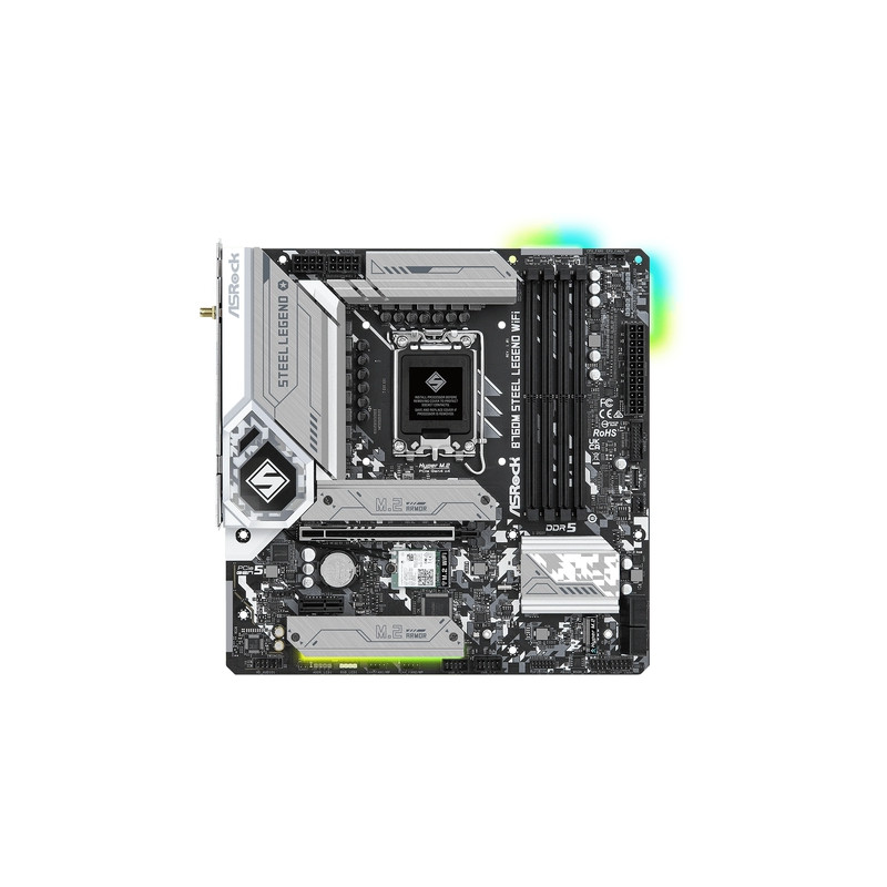 Placa base 1700 microATX Asrock B760M Steel Legend WiFi - 4xDDR5 (Hasta 256GB 7200Mhz OC) - 4xSATA - 3xM.2 Gen4 - RAID 0/1/5/10 