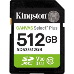 Tarjeta de Memoria Kingston CANVAS Select Plus 512GB SD XC/ Clase 10/ 150MBs - SDS3/512GB