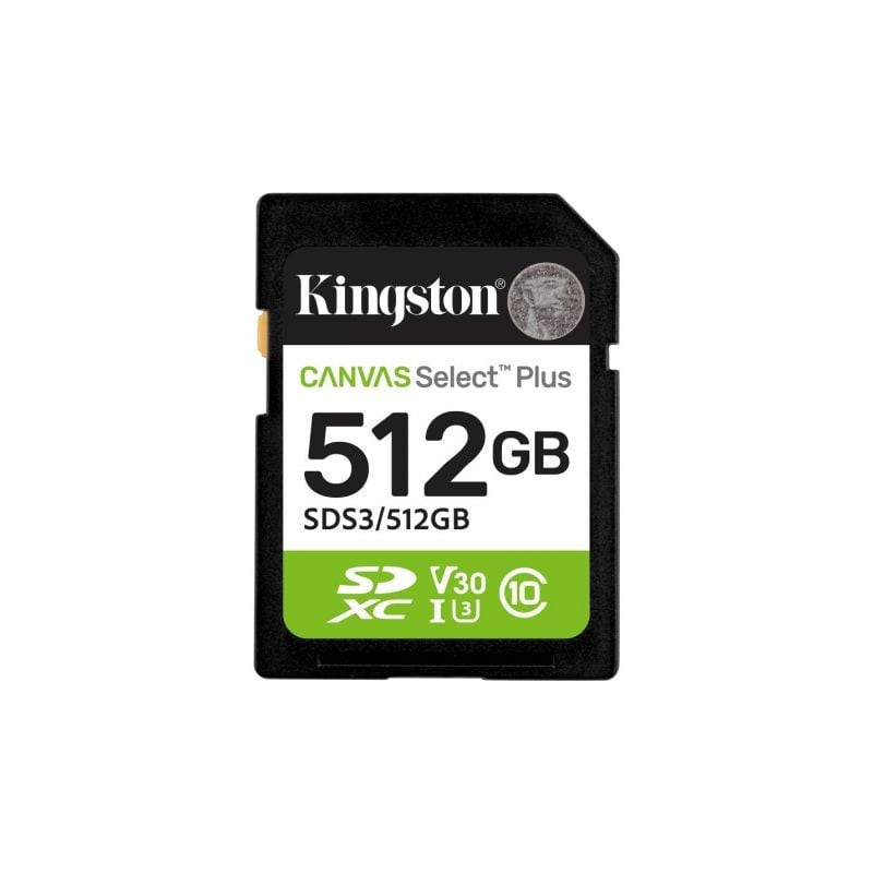 Tarjeta de Memoria Kingston CANVAS Select Plus 512GB SD XC/ Clase 10/ 150MBs - SDS3/512GB