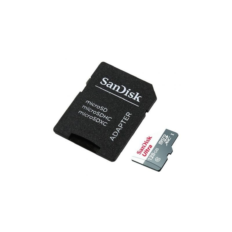 Tarjeta de Memoria SanDisk Ultra 128GB microSD XC con Adaptador/ Clase 10/ 80MB/s - SDSQUNR-128G-GN3MA
